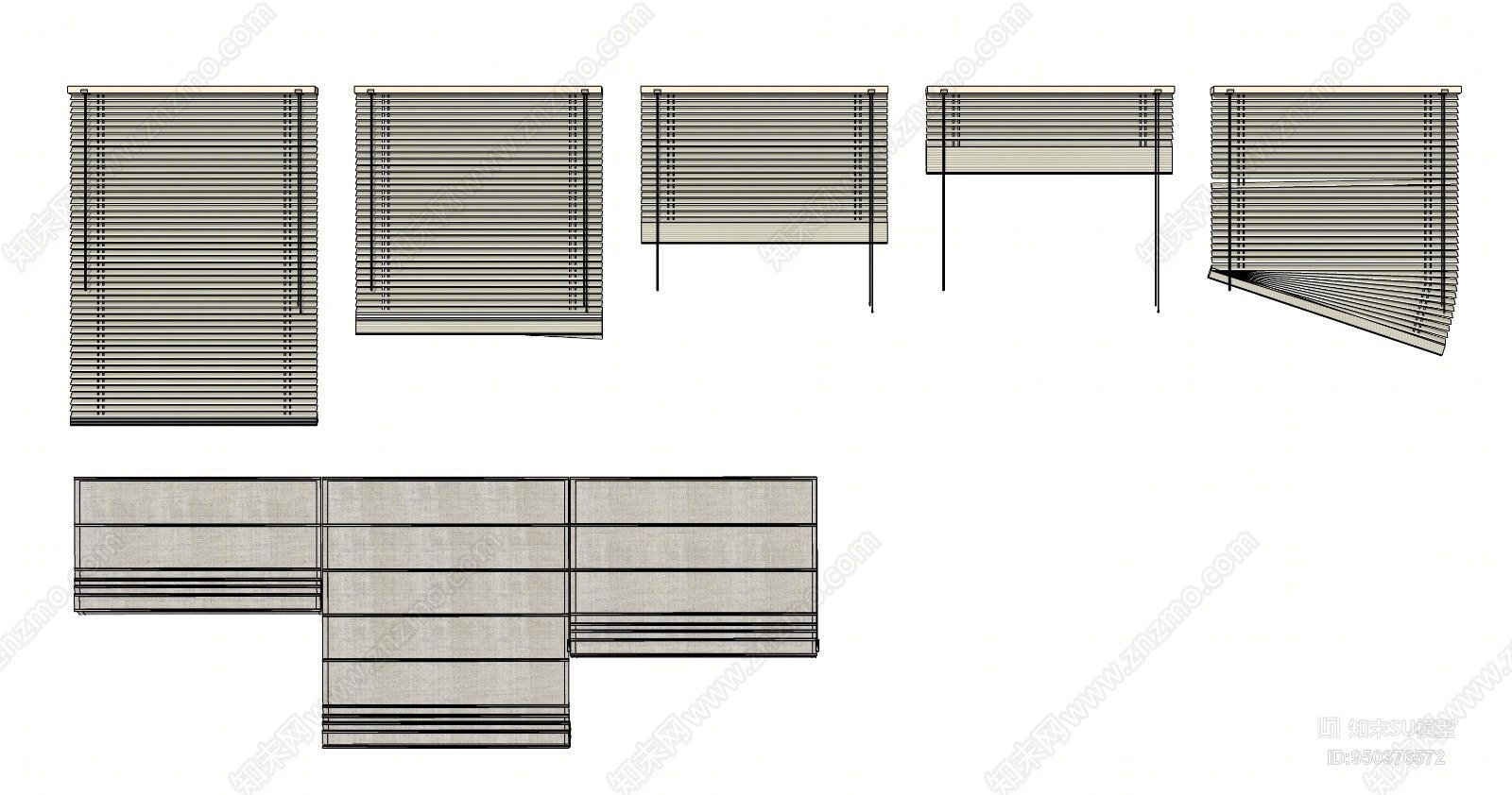 现代风格百叶帘SU模型下载【ID:950376572】