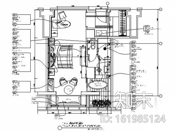 [成都]高档商务酒店标准客房T5施工图cad施工图下载【ID:161985124】