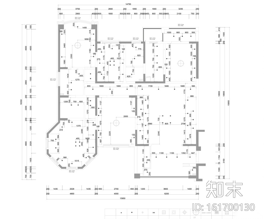 张家港君临新城——200㎡灰蓝畅想住宅设计施工图及效果...cad施工图下载【ID:161700130】