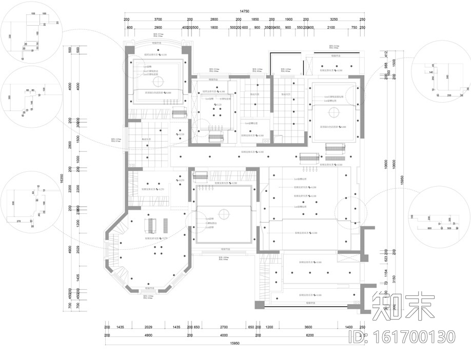 张家港君临新城——200㎡灰蓝畅想住宅设计施工图及效果...cad施工图下载【ID:161700130】