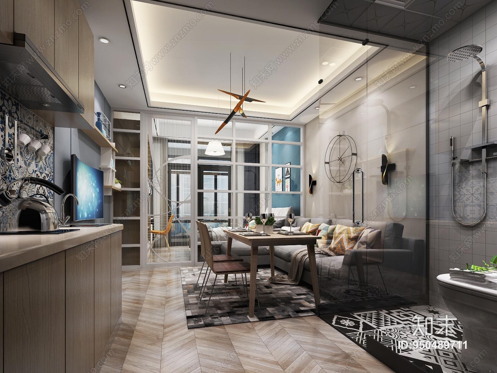 现代公寓一房一厅3D模型下载【ID:950489711】
