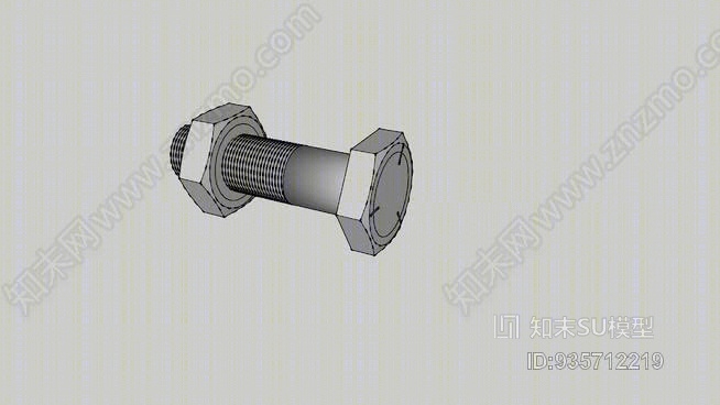 1英寸六角螺栓和螺母SU模型下载【ID:935712219】