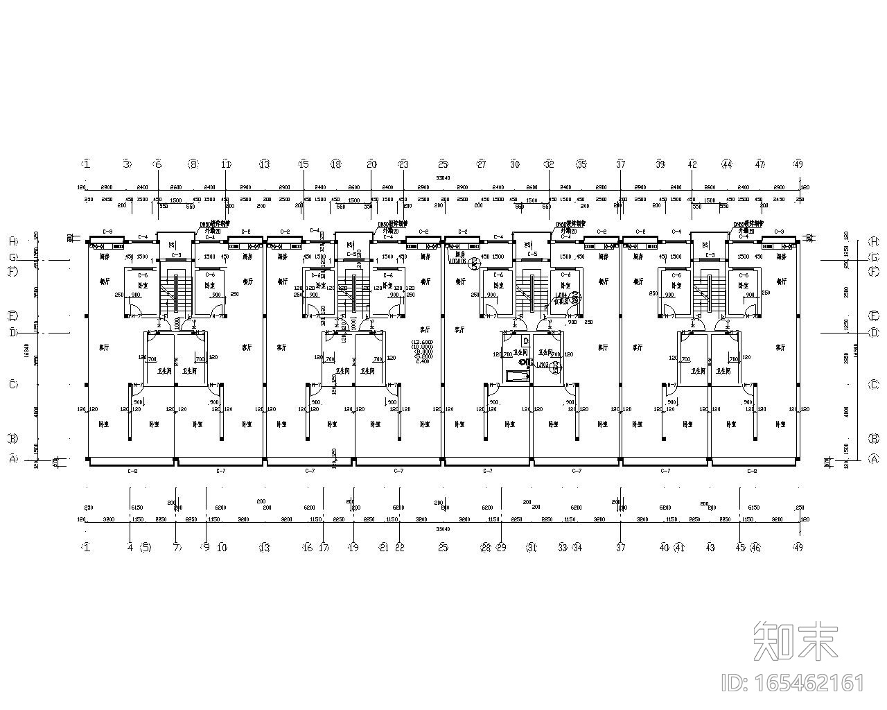 6层住宅楼全套砖混结构施工图（CAD）施工图下载【ID:165462161】