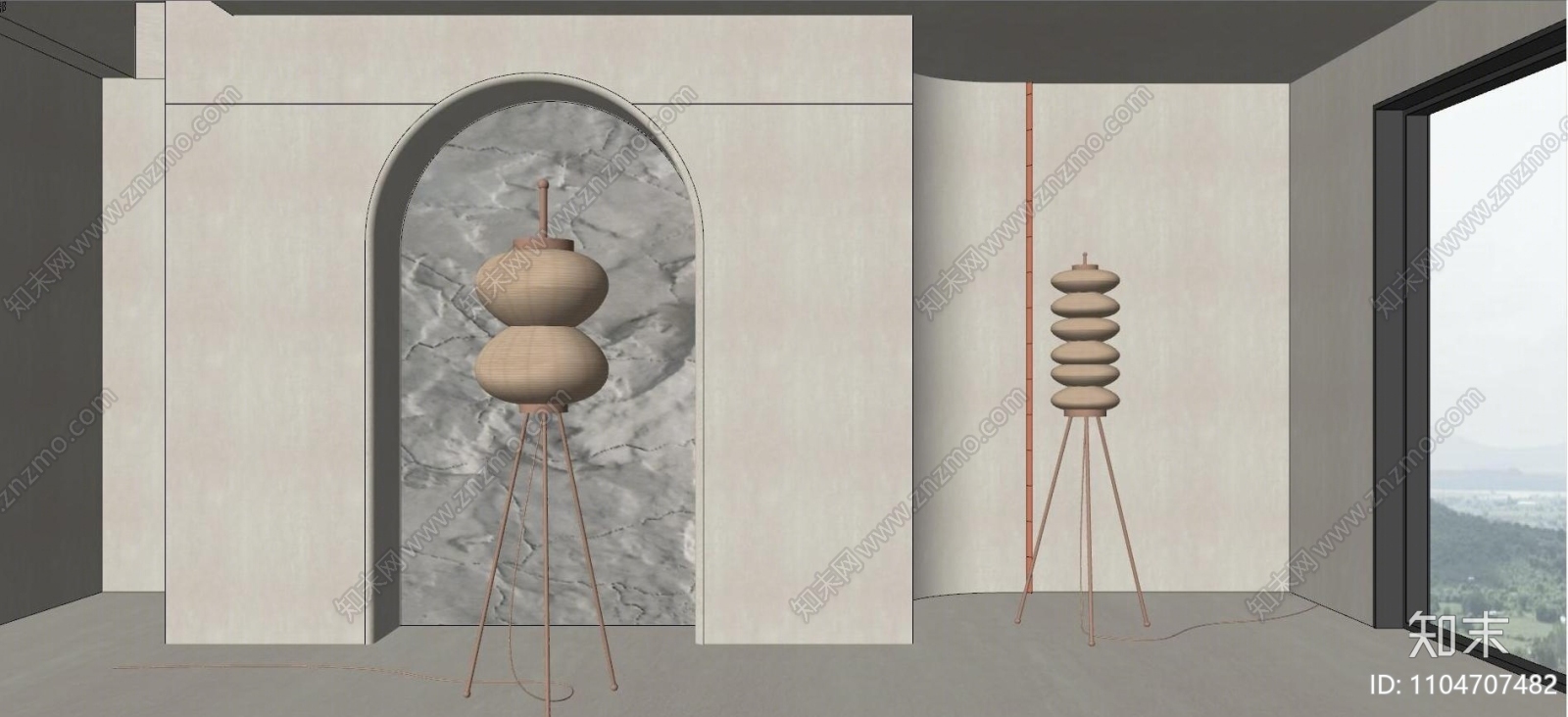 侘寂落地灯SU模型下载【ID:1104707482】