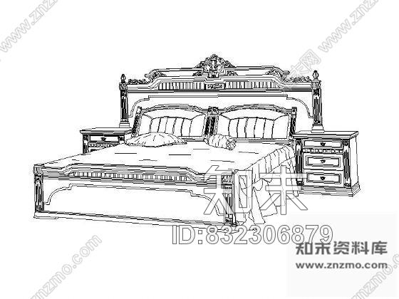 图块/节点欧式床三维图块cad施工图下载【ID:832306879】