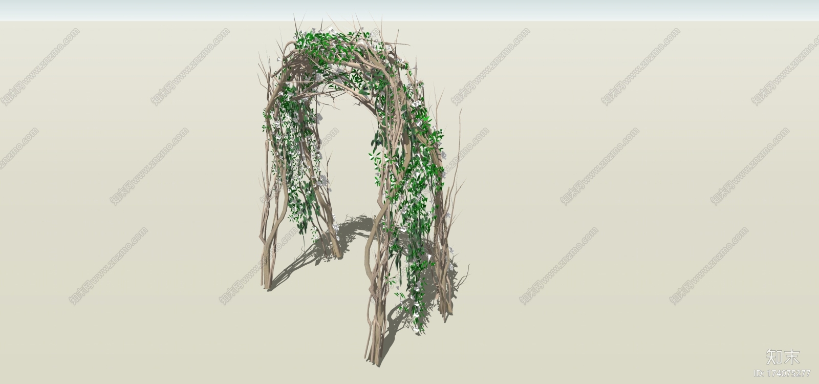 藤蔓花架树洞门SU模型下载【ID:174075277】