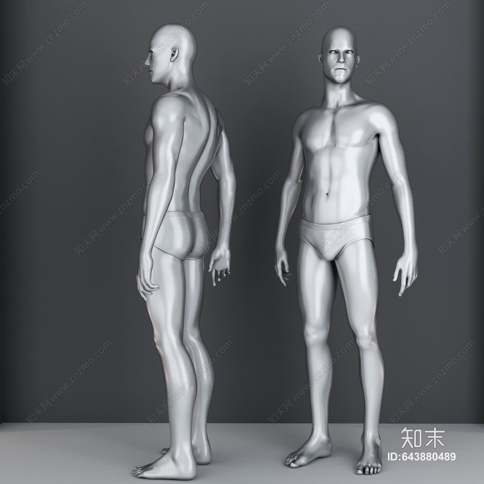 现代人物雕塑模型3D模型下载【ID:643880489】