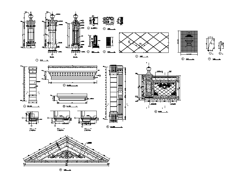 眉山恒大悦府主大门建筑施工图设计（CAD）施工图下载【ID:164877128】