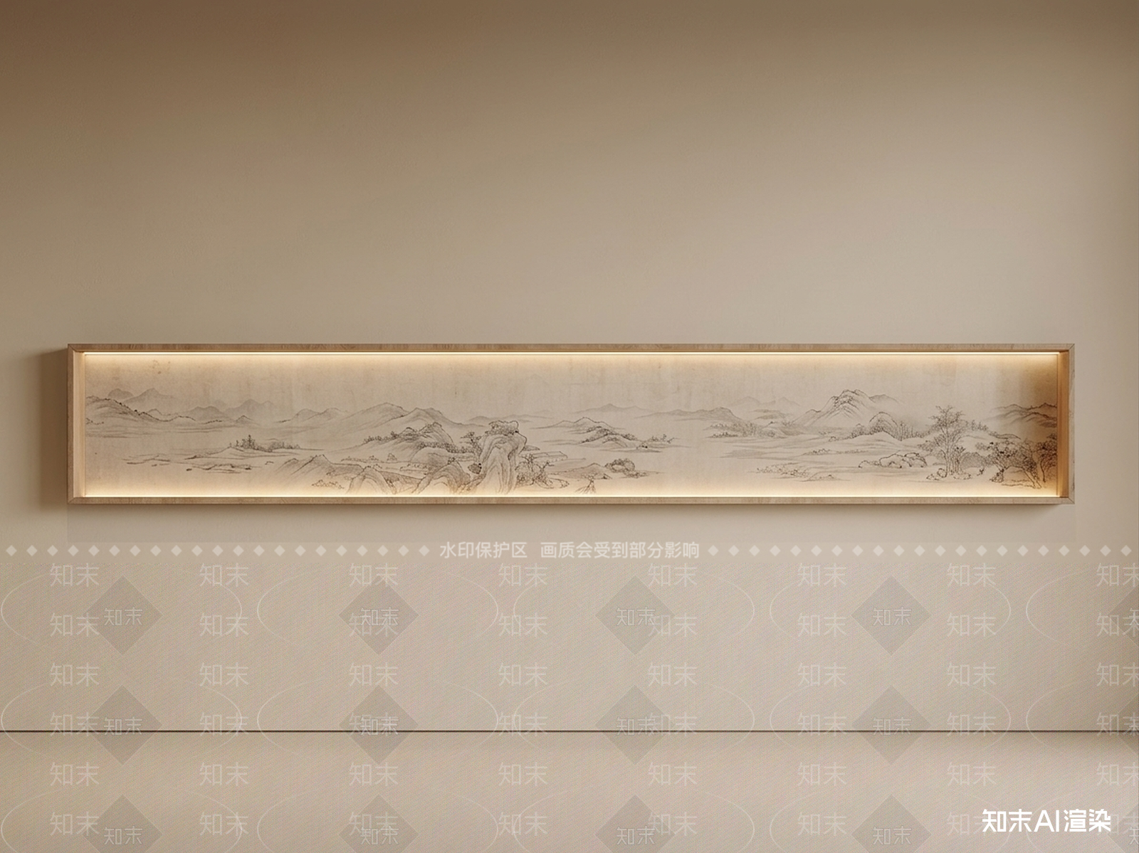 中式挂画山水画3D模型下载【ID:1227441894】