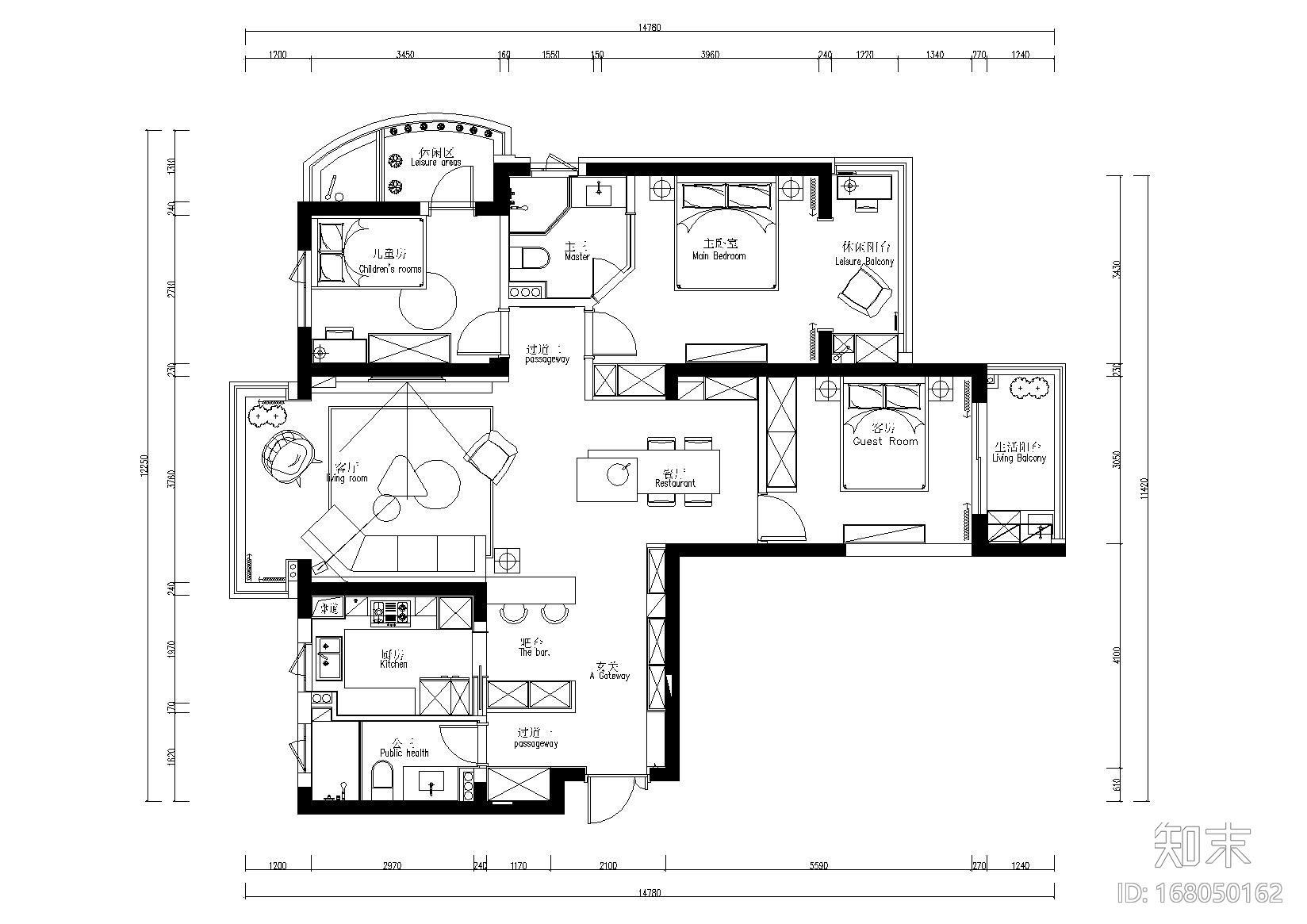 [浙江]杭州现代三居室住宅施工图_附3D模型施工图下载【ID:168050162】