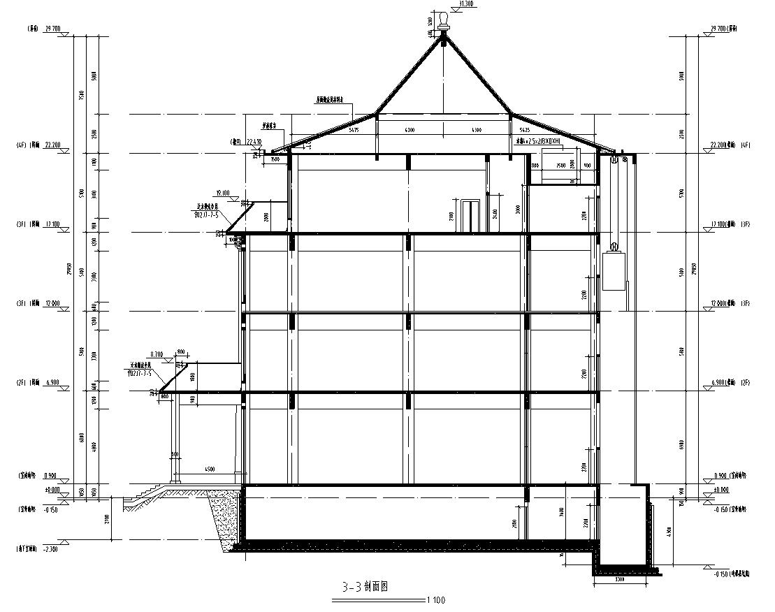 [宁夏]五层中式风格办公楼建筑施工图（含全专业）施工图下载【ID:166816171】