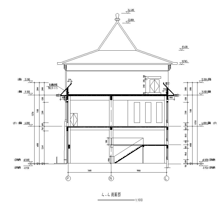 [宁夏]五层中式风格办公楼建筑施工图（含全专业）施工图下载【ID:166816171】