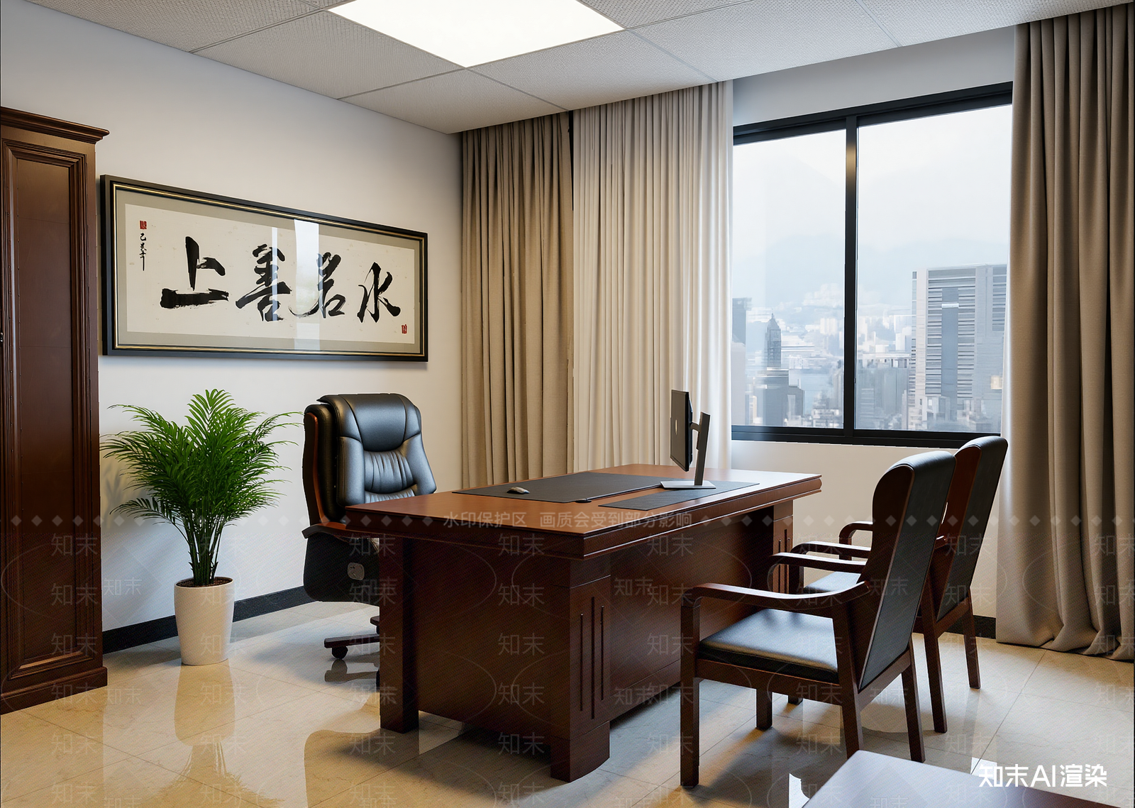 现代经理办公室3D模型下载【ID:1215017212】