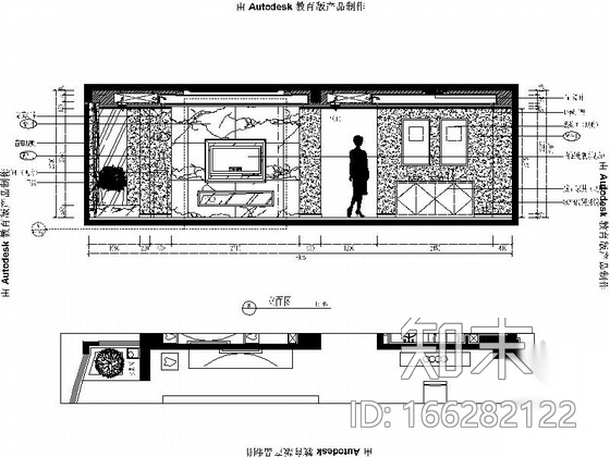 [青岛]三居室新潮大气家装施工图（含效果图）cad施工图下载【ID:166282122】