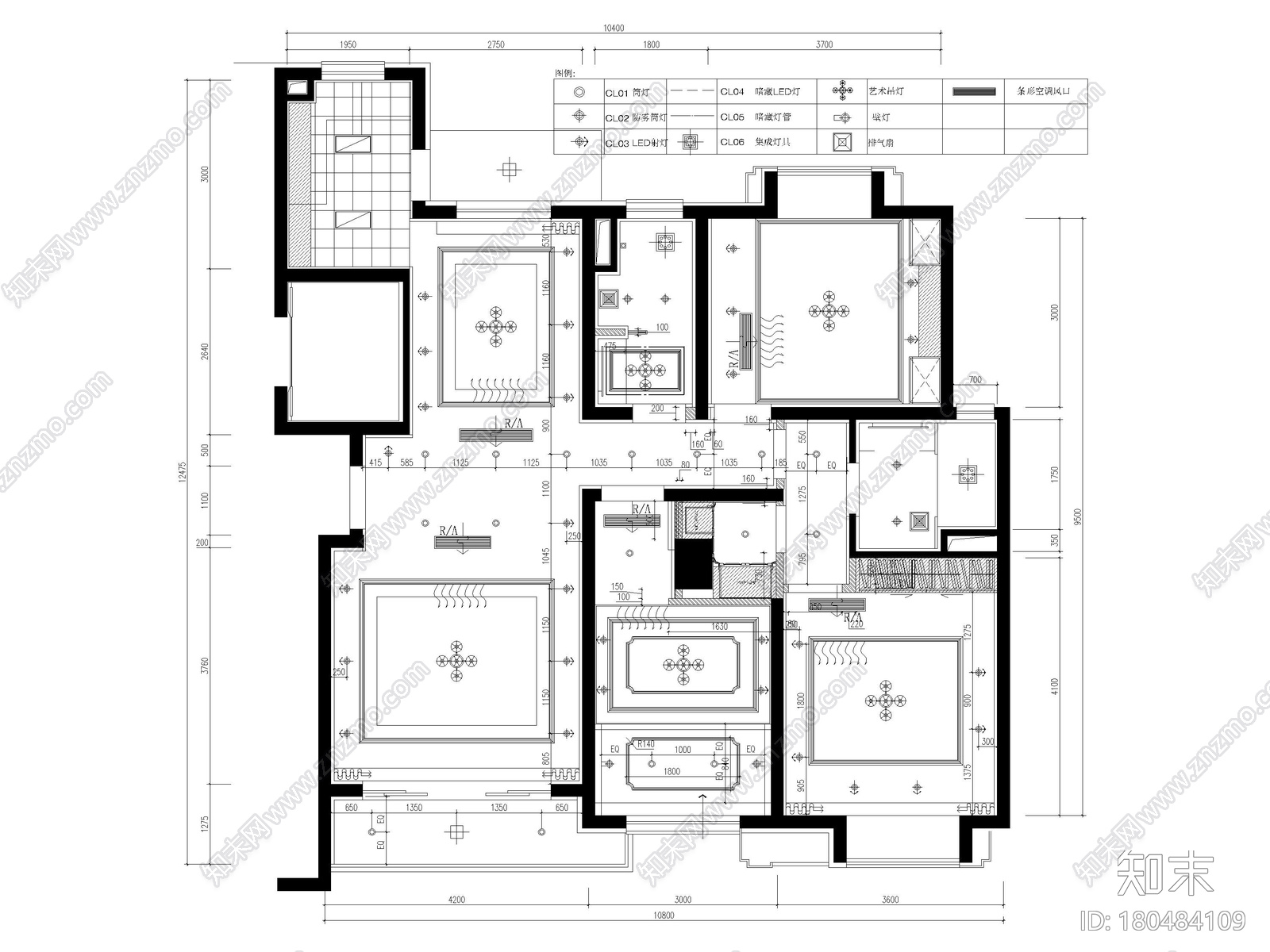 [上海]崇明103㎡现代三居家装样板间施工图cad施工图下载【ID:180484109】