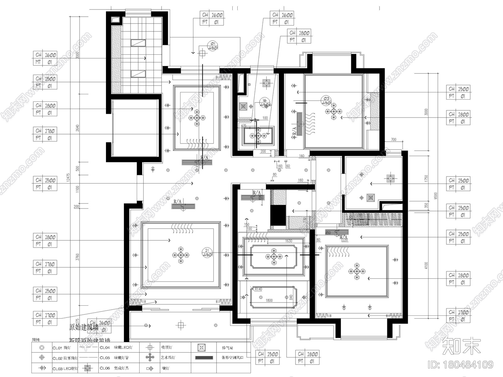 [上海]崇明103㎡现代三居家装样板间施工图cad施工图下载【ID:180484109】