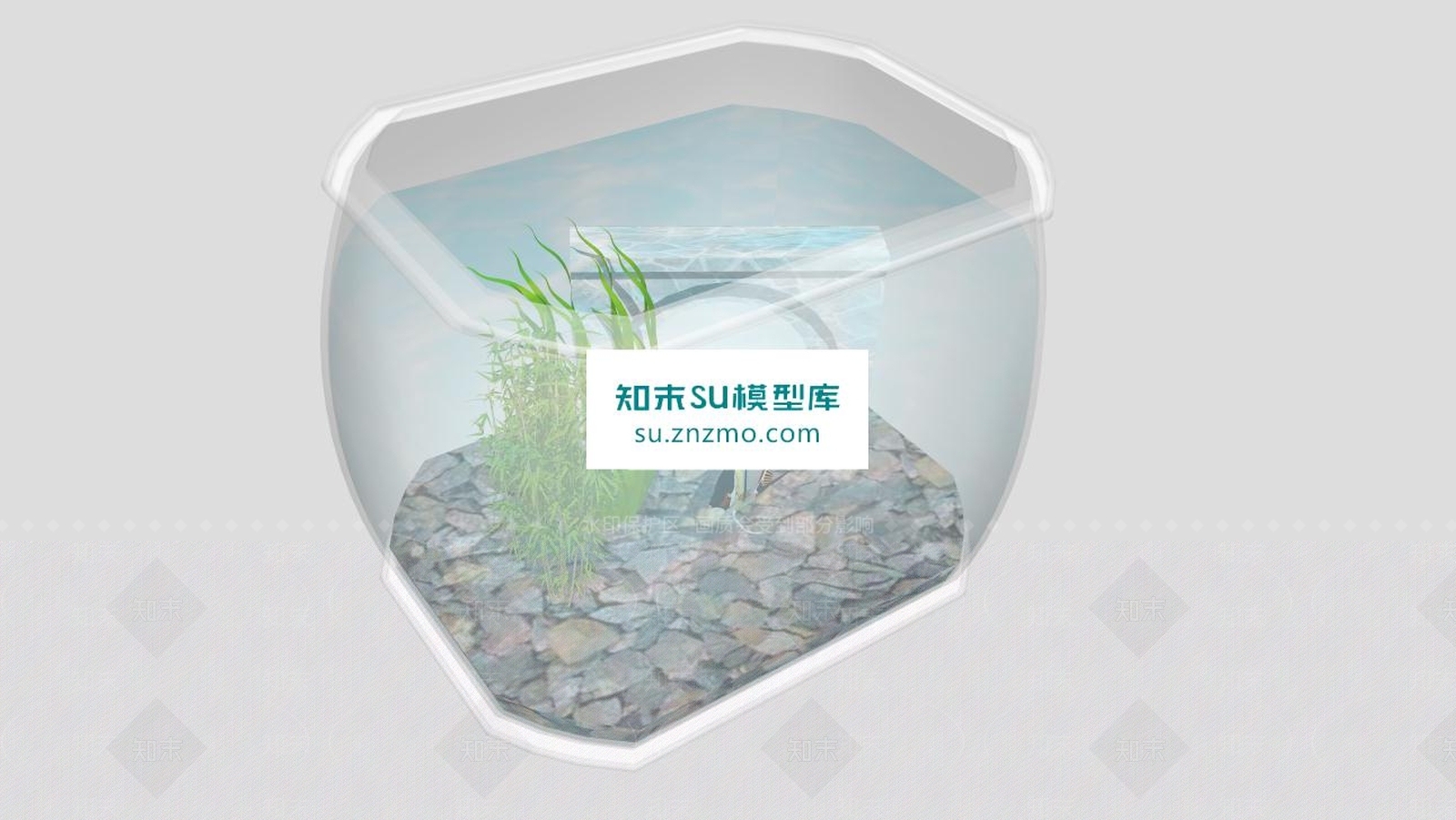 八角形玻璃鱼缸SU模型下载【ID:172529181】
