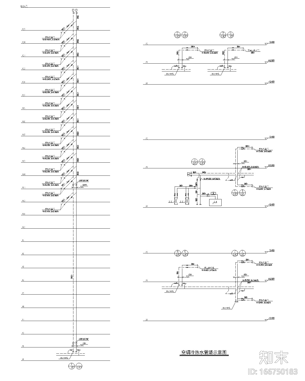 25层办公楼空气-水系统+VRV中央空调设计图cad施工图下载【ID:166750183】