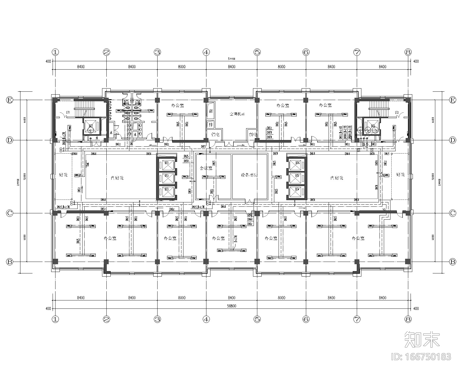 25层办公楼空气-水系统+VRV中央空调设计图cad施工图下载【ID:166750183】