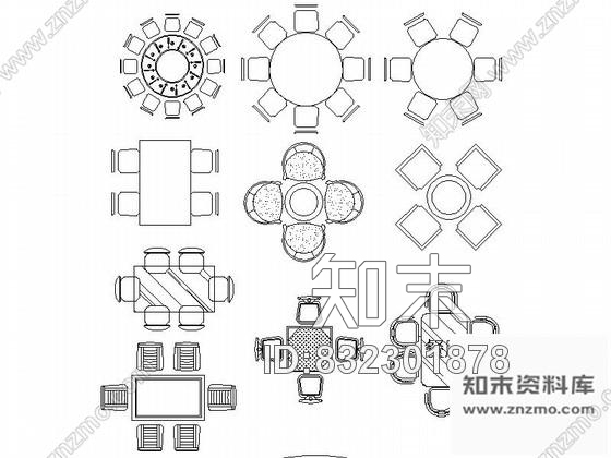 图块/节点简约现代餐厅CAD图块下载cad施工图下载【ID:832301878】