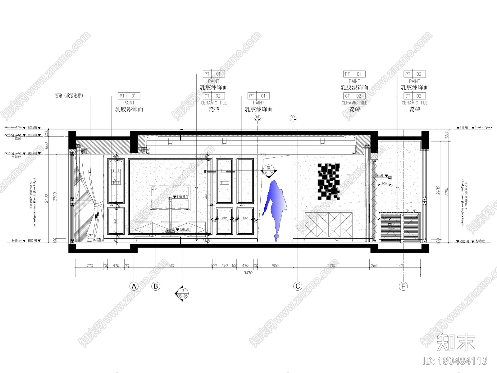 [海南]三亚71㎡现代二居室家装样板间施工图cad施工图下载【ID:180484113】