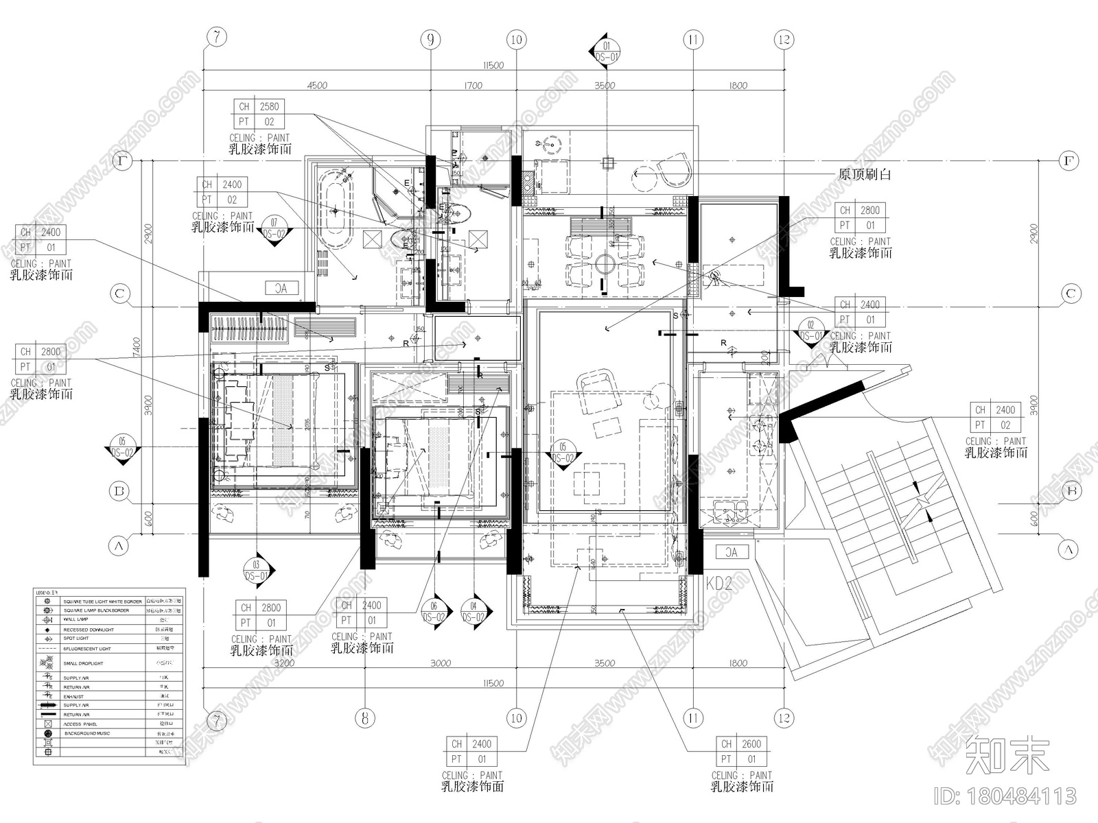 [海南]三亚71㎡现代二居室家装样板间施工图cad施工图下载【ID:180484113】