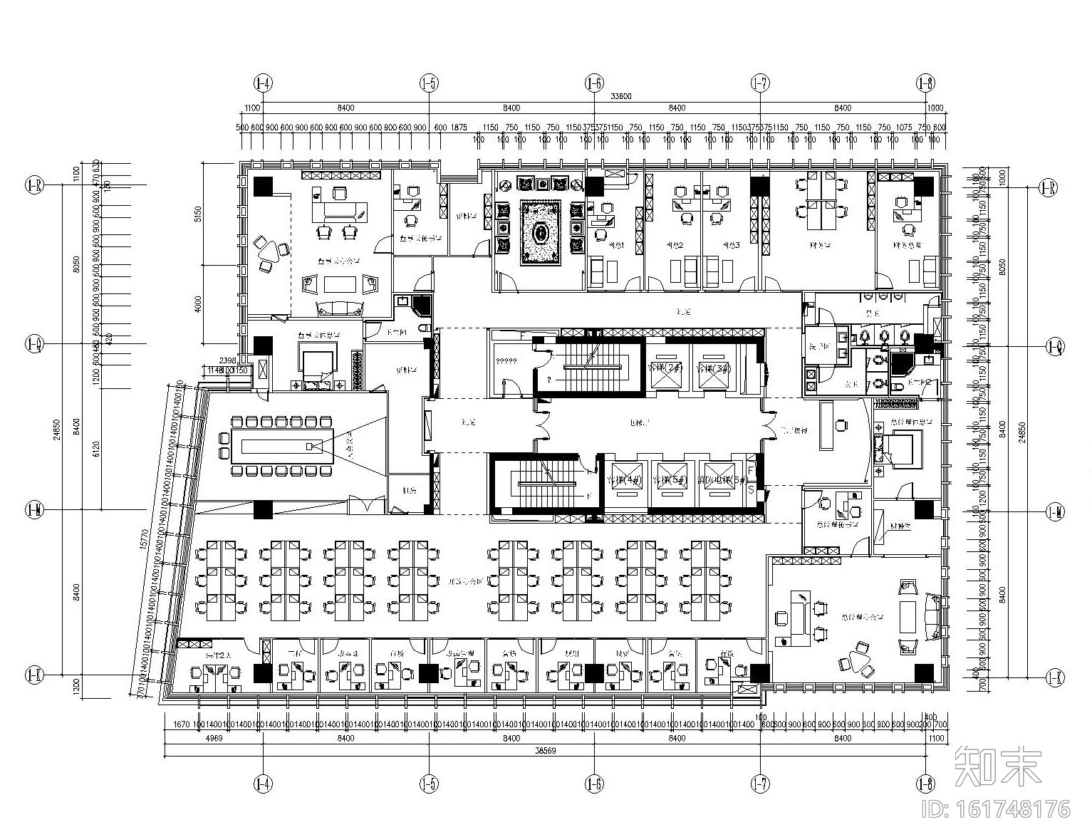 现代--办公空间装修设计施工图+效果图施工图下载【ID:161748176】