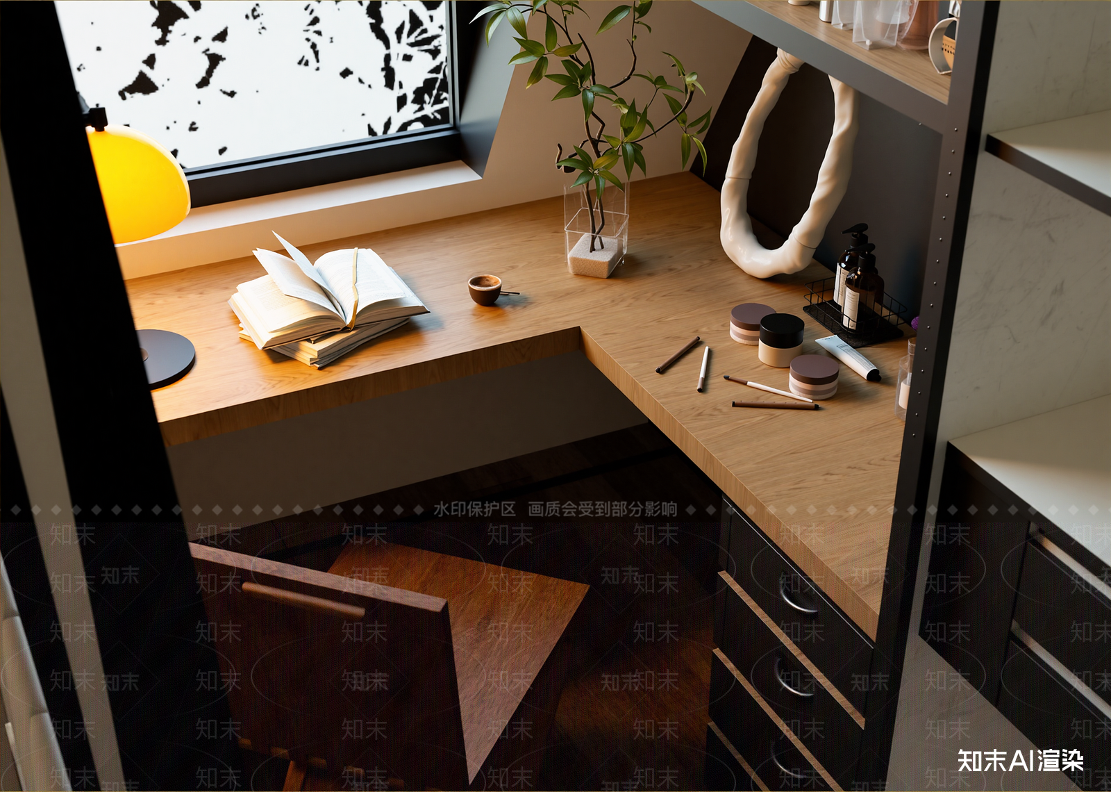 奶油书房3D模型下载【ID:1214816116】