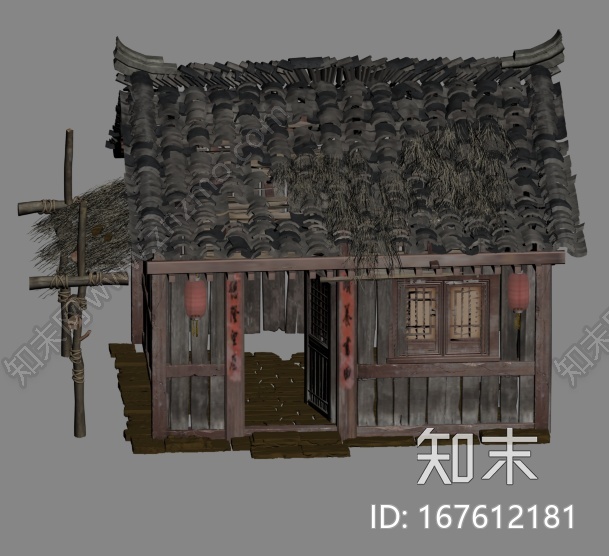 古建筑,写实破旧的古代房屋CG模型下载【ID:167612181】