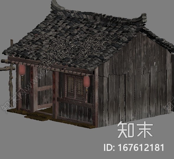 古建筑,写实破旧的古代房屋CG模型下载【ID:167612181】