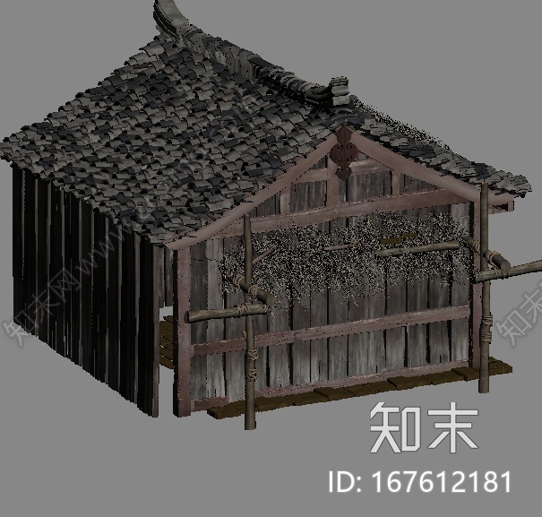 古建筑,写实破旧的古代房屋CG模型下载【ID:167612181】