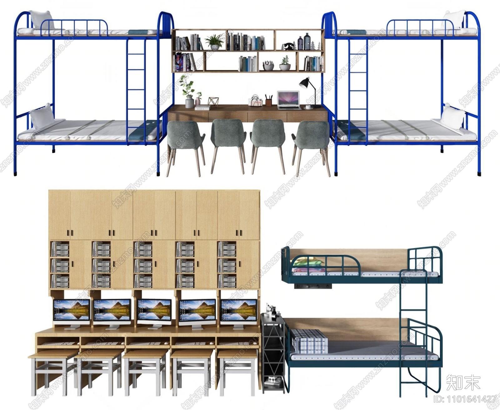 现代双层床3D模型下载【ID:1101641427】