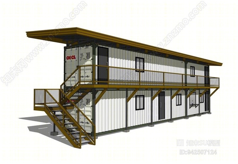 集装箱双层房屋SU模型下载【ID:942507124】