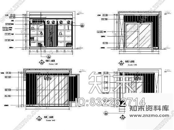 图块/节点书房立面设计图cad施工图下载【ID:832262714】