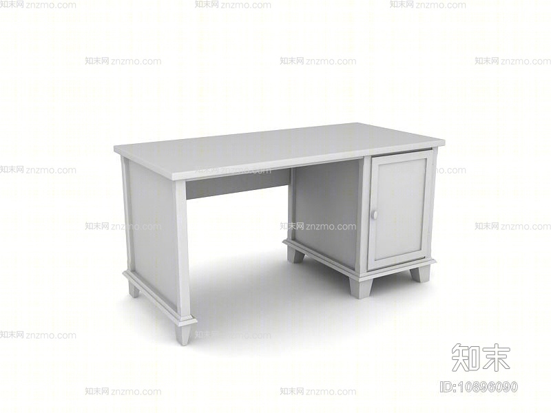 现代白模木艺书桌3D模型下载【ID:10896090】