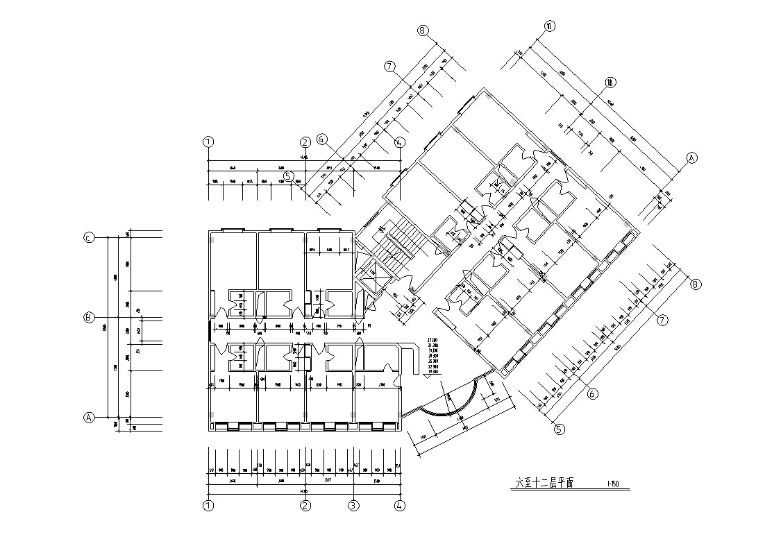 城市酒店建筑设计方案（方案CAD）cad施工图下载【ID:167939185】