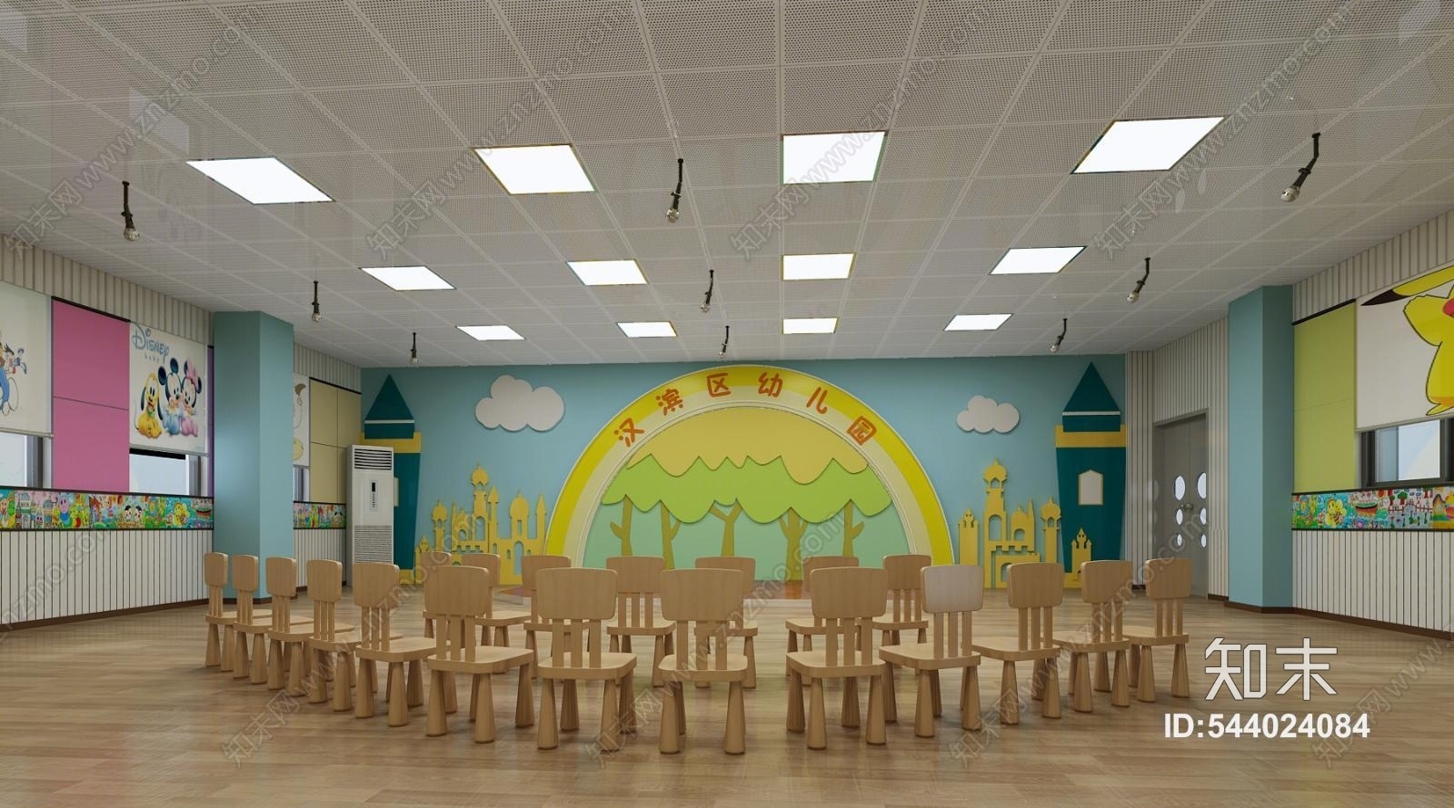 现代幼儿园教室3D模型下载【ID:544024084】