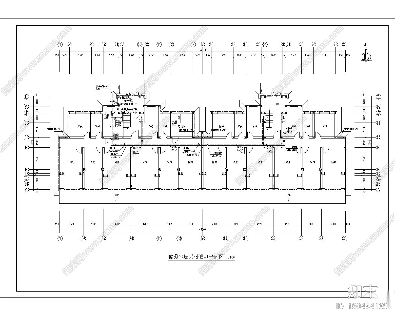 迎贤苑小区A区楼内暖通图cad施工图下载【ID:180454169】