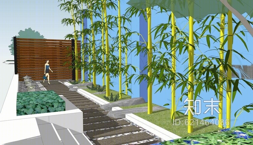 屋顶花园SU模型下载【ID:621464086】