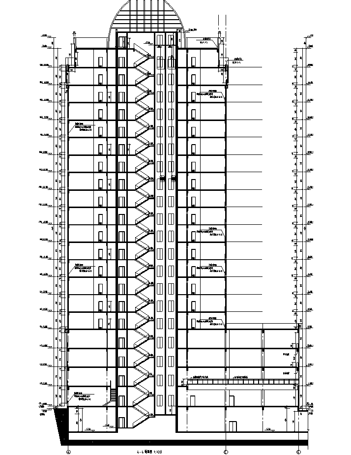[宁夏]高层欧式风格框架剪力墙结构办公楼建筑施工图cad施工图下载【ID:151638151】