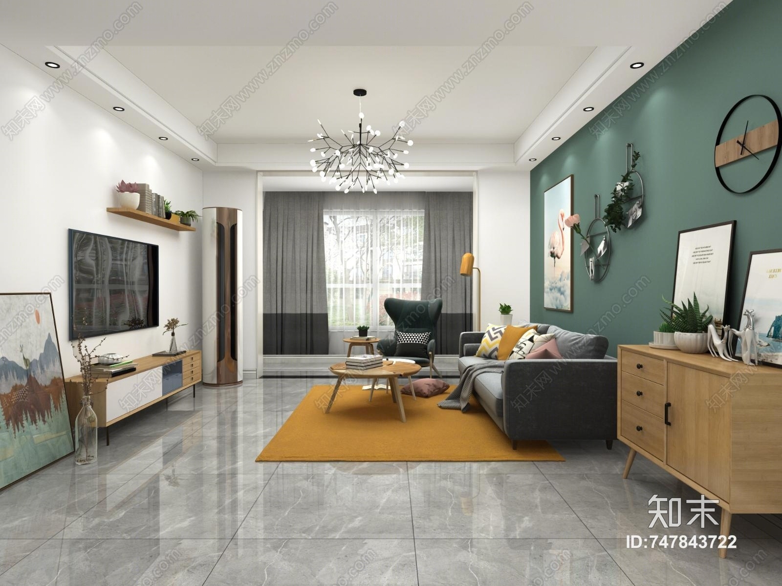 北欧客厅3D模型下载【ID:747843722】