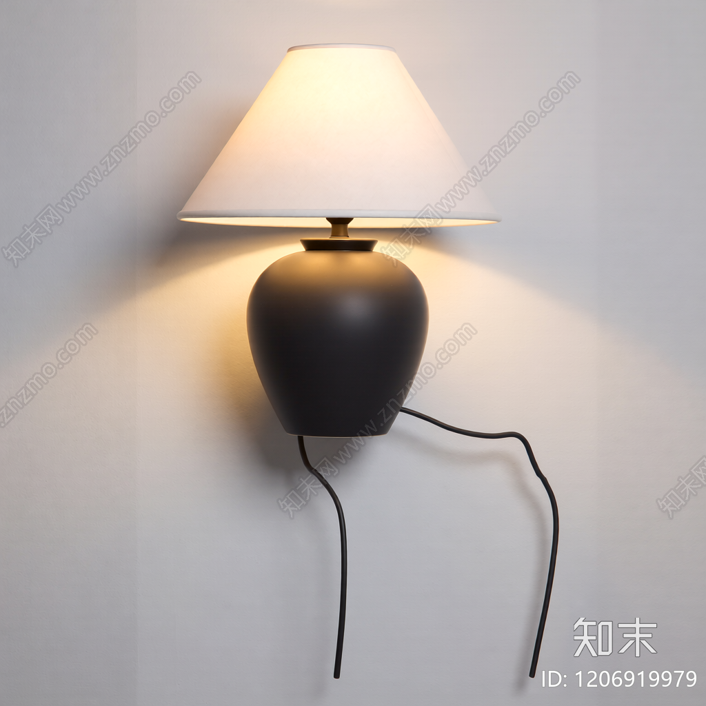黑色陶瓷台灯3D模型下载【ID:1206919979】