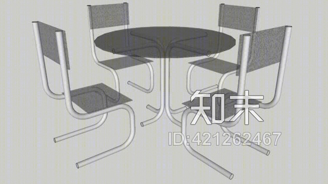 玻璃桌子和椅子SU模型下载【ID:421262467】