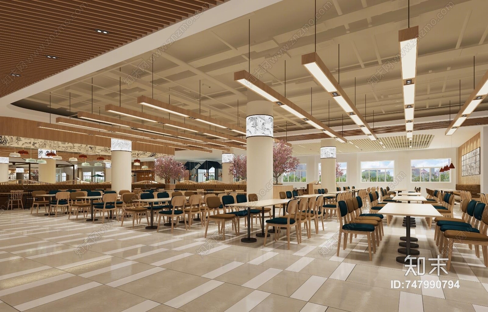 现代大学餐厅3D模型下载【ID:747990794】