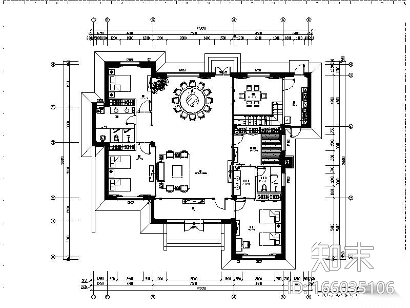 [大连]现代精装别墅设计施工图cad施工图下载【ID:166035106】