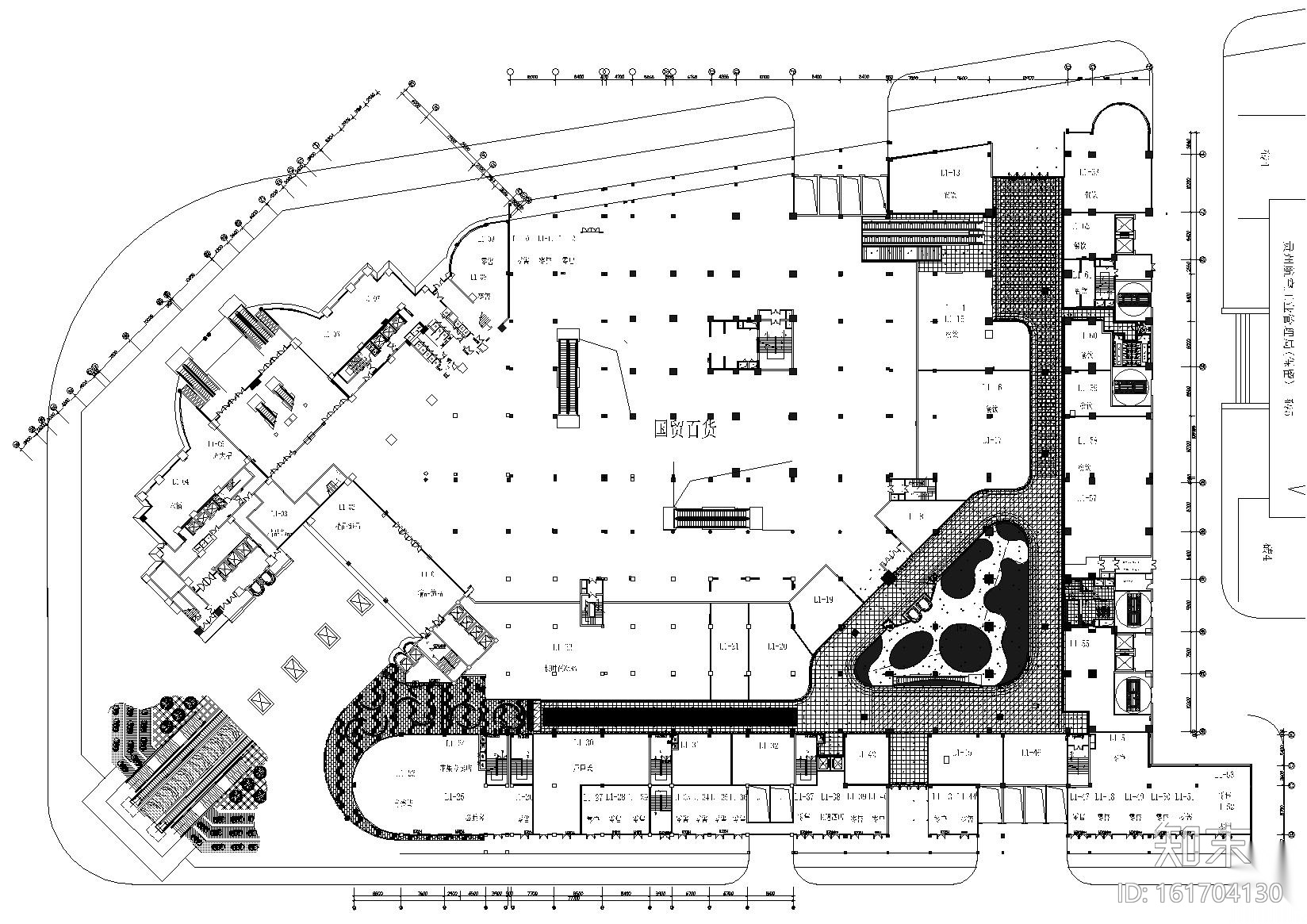 [贵州]深港-安顺塔山广场一层商业施工图施工图下载【ID:161704130】