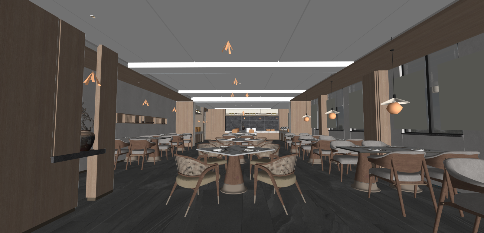 新中式酒店餐厅SU模型下载【ID:1216012404】