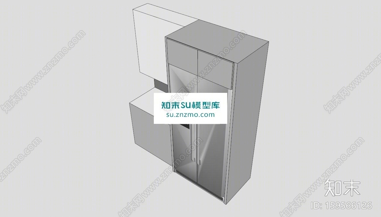 双开门冰箱冷藏柜SU模型下载【ID:159566126】