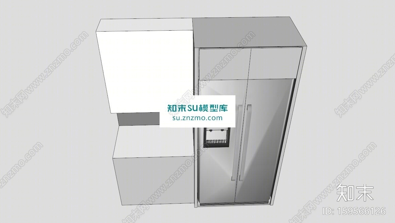双开门冰箱冷藏柜SU模型下载【ID:159566126】