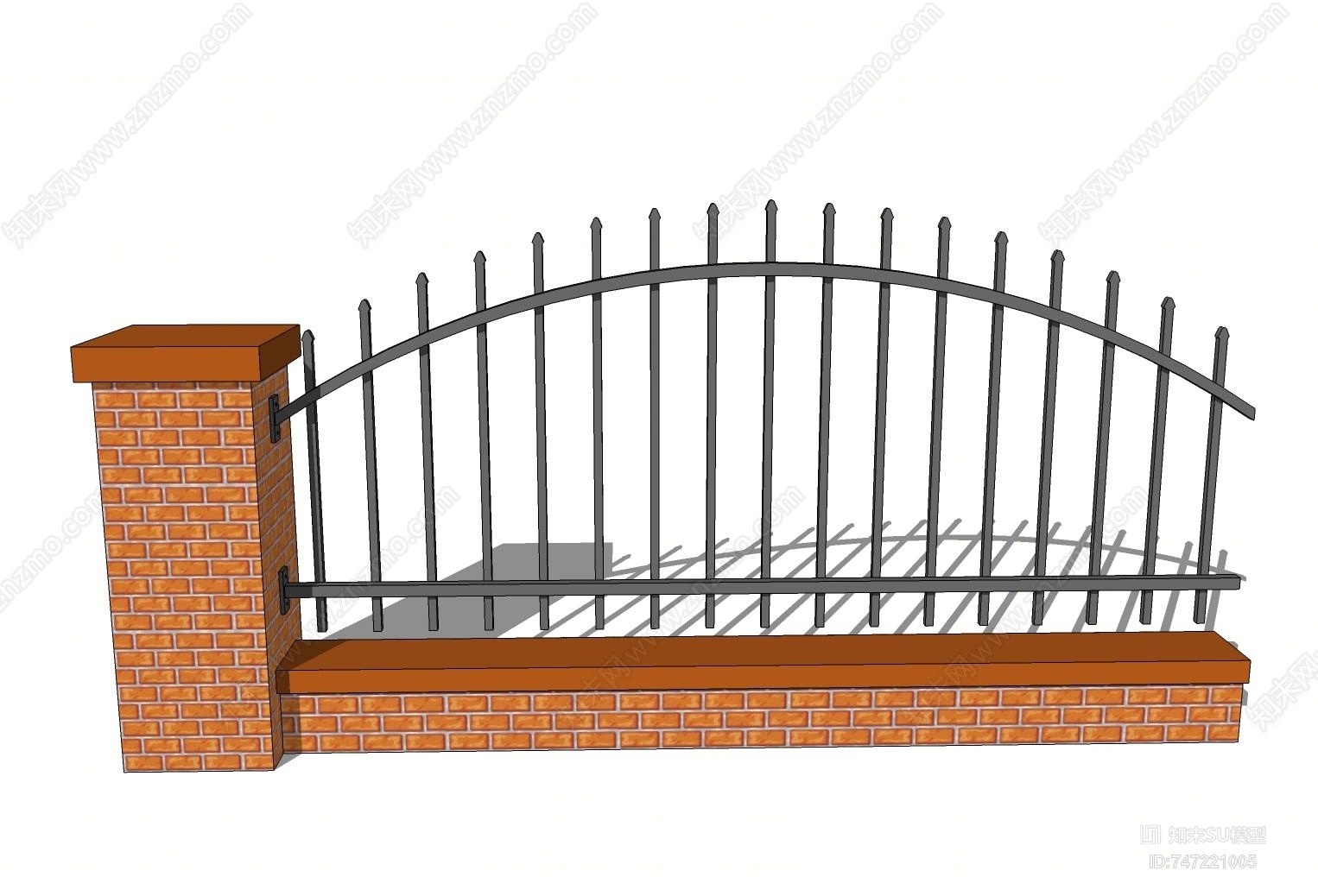 现代庭院景观铁艺围栏SU模型下载【ID:747221005】